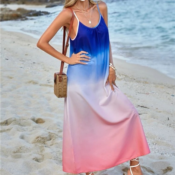 Boho Tie Dye Ombre Cami Maxi Dress - Picture 5 of 7